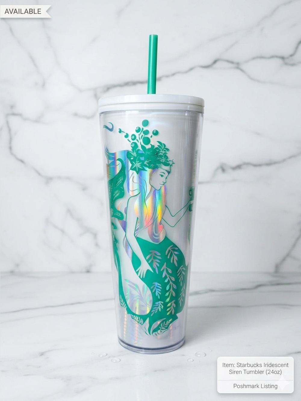 Starbucks Holiday 2022 Spearmint Siren Pearl Venti Tumbler 24oz NWT Mermaid